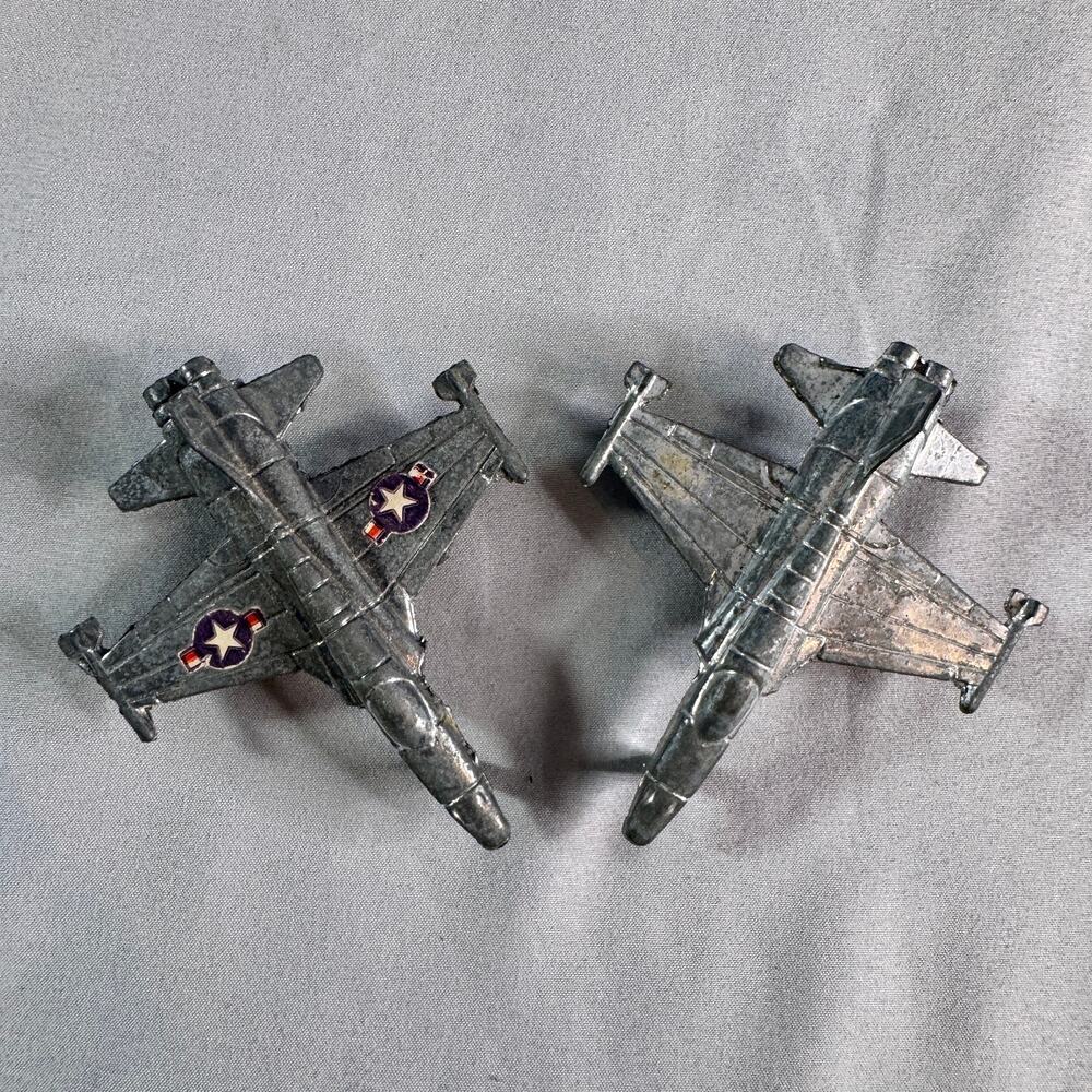 Vintage Die Cast Metal Military Jet Airplanes Lot of 2 USAF Fighter Jets 3"